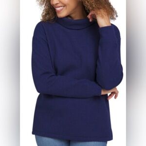 Lands' End Waffle Funnel Neck Top